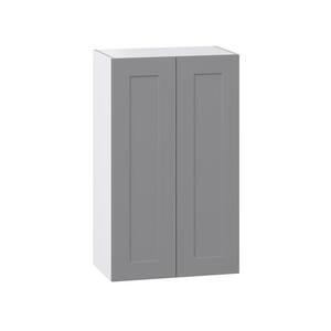 J COLLECTION 30 in. W X 40 in. H X 14 in. D Bristol Painted Slate Gray Shaker Assembled Wall Blindcorner Kitchen Cabinet