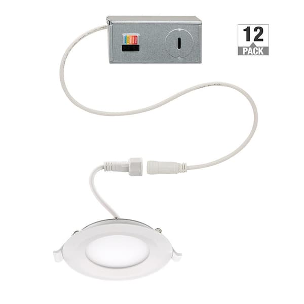Commercial Electric 3 in. Canless Integrated LED Recessed Light Trim 550 Lumens Adjustable CCT Kitchen Bathroom Remodel Wet Rated (12-Pack)