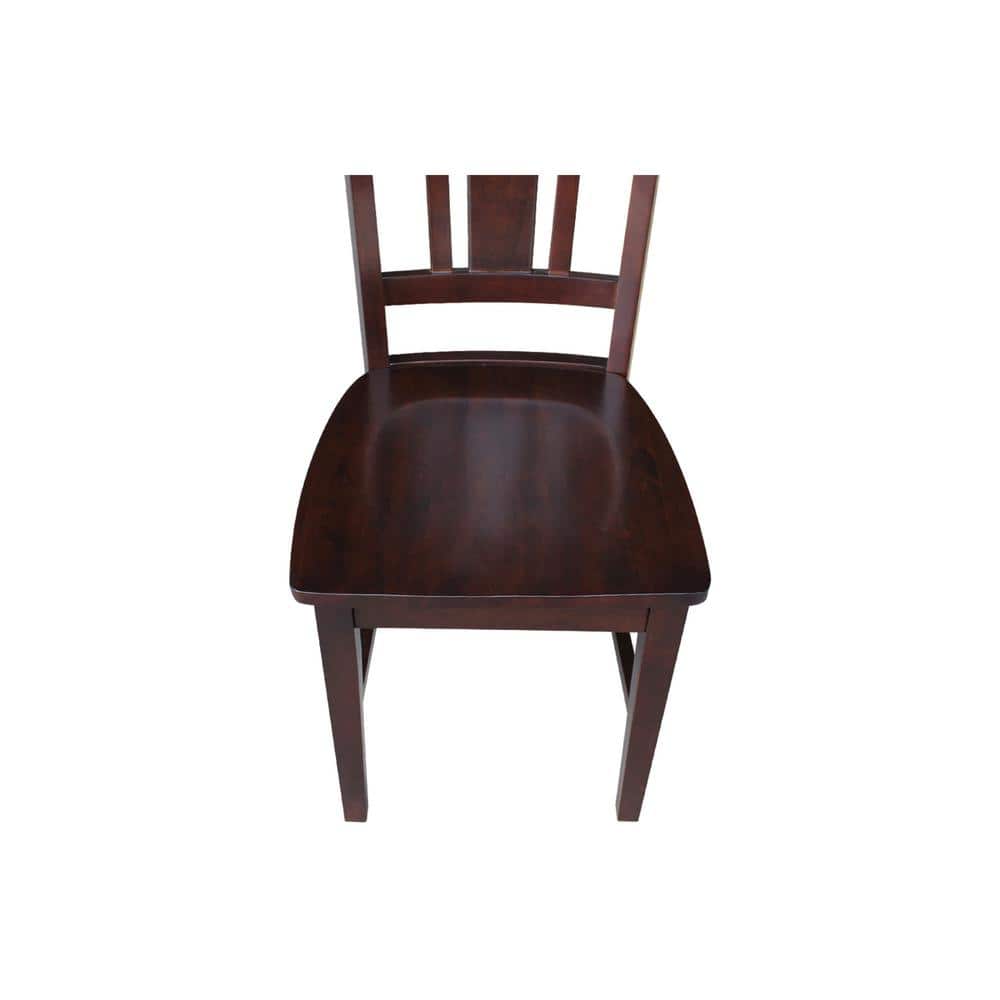 San Remo High Slat Back Solid Parawood Side Chair in Rich Mocha