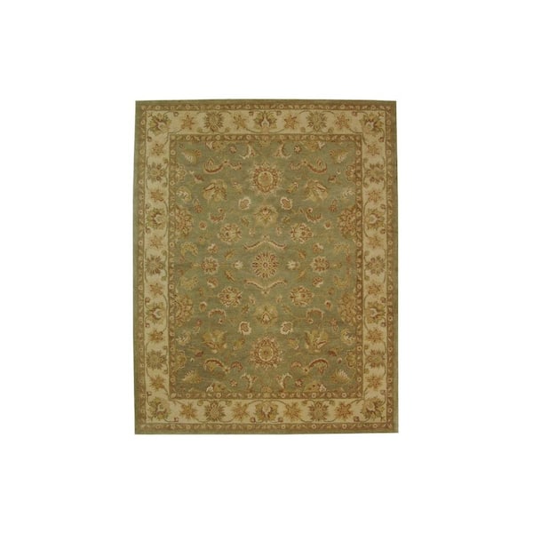 Antiquity 11 ft. x 15 ft. Green/Gold Border Solid Color Area Rug