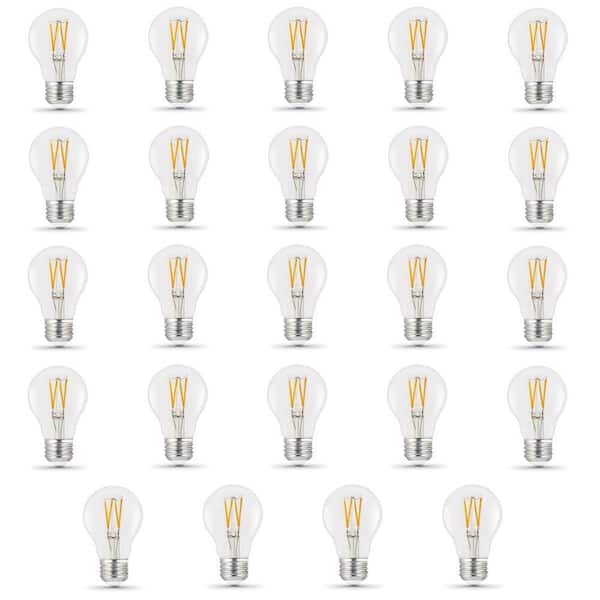 Feit Electric 60-Watt Equivalent A19 Dimmable CEC 90+ CRI Indoor Clear Glass LED Light Bulb, Soft White (24-Pack)