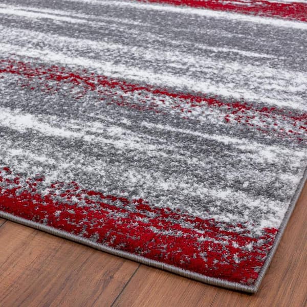 Red Polypropylene 8 ft. x 10 ft. Modern Abstract Indoor/Outdoor Area Rug