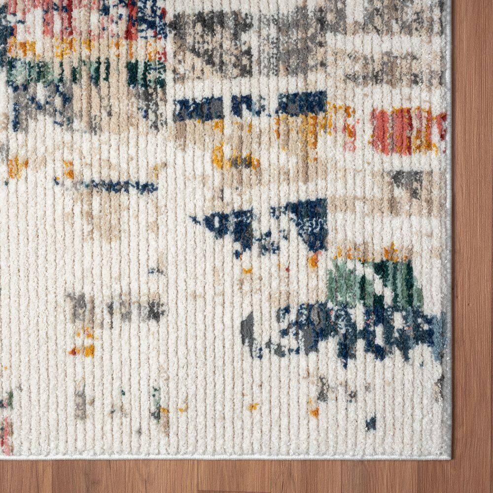 Beaux 8' x 10' Blue and Orange Abstract Synthetic Rug