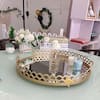 Gold Mirror Decorative Tray, Large Vanity Tray with Handle, Metal Round  Glass Tray for Bathroom, Dresser, Storage PU168B - The Home Depot