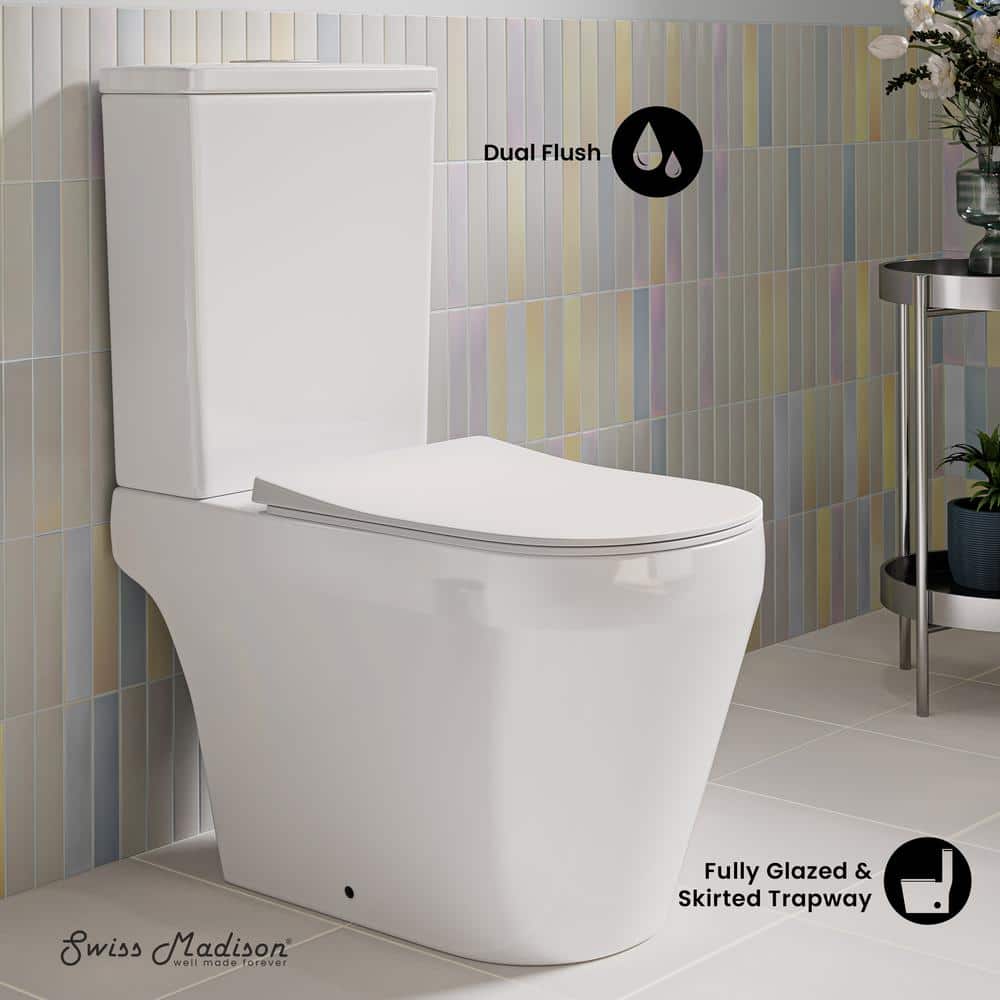White Elongated Dual-Flush High Efficiency Free Standing Toilet