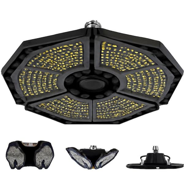 0.88 ft. 140-Watt Silver LED Shop Light Ceiling Fixture 18500-Lumen Daylight Adjustable Panels for Garage Basement