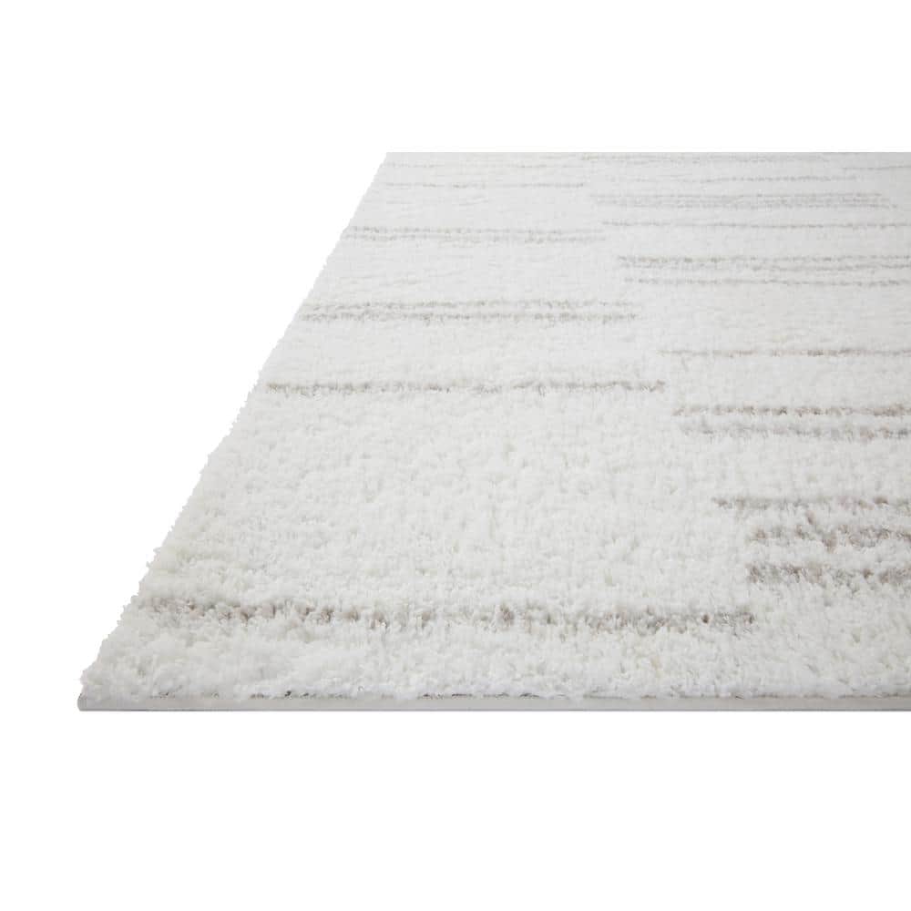 Bliss Shag Gray and White Geometric Wool Area Rug