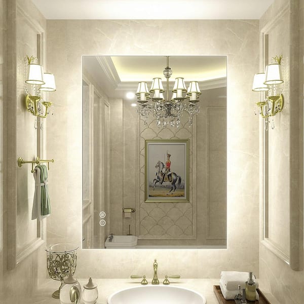 Apmir 24 in. W x 32 in. H Rectangular Frameless Super Bright Backlited LED Anti-Fog Tempered Glass Wall Bathroom Vanity Mirror