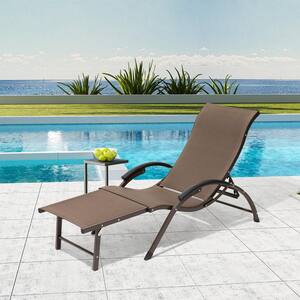 Pellebant 1-Piece Adjustable Aluminum Outdoor Chaise Lounge In Beige ...