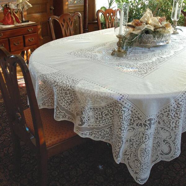 Heritage Lace Canterbury Classic Rectangle White Cotton Tablecloth-CC ...