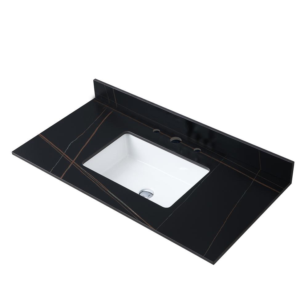 43 in. W x 22 in. D Engineered Stone Composite White Rectangular Single Sin