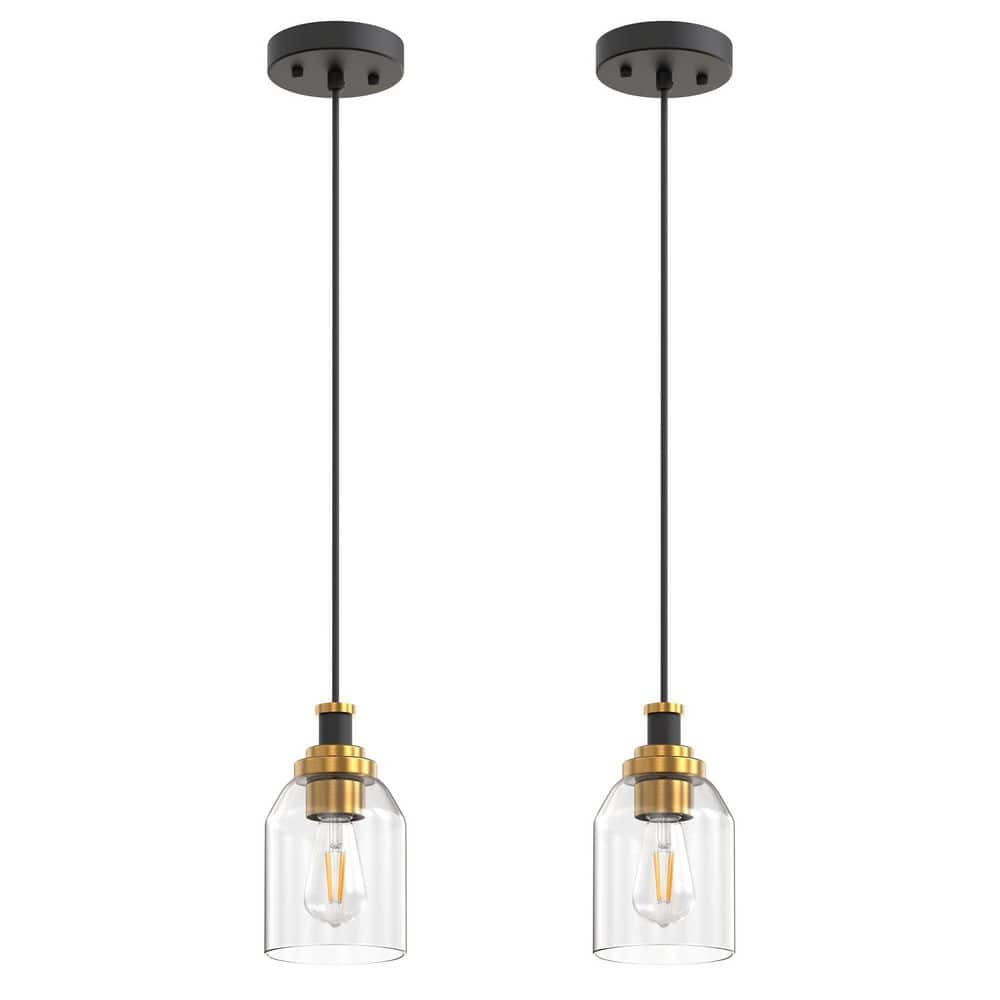1-Light Brass Pendant Light with Stepped Metal and Clear Glass Shade, E26 Adjustable for Kitchen Island 2-Pack price history on PriceWatchPro