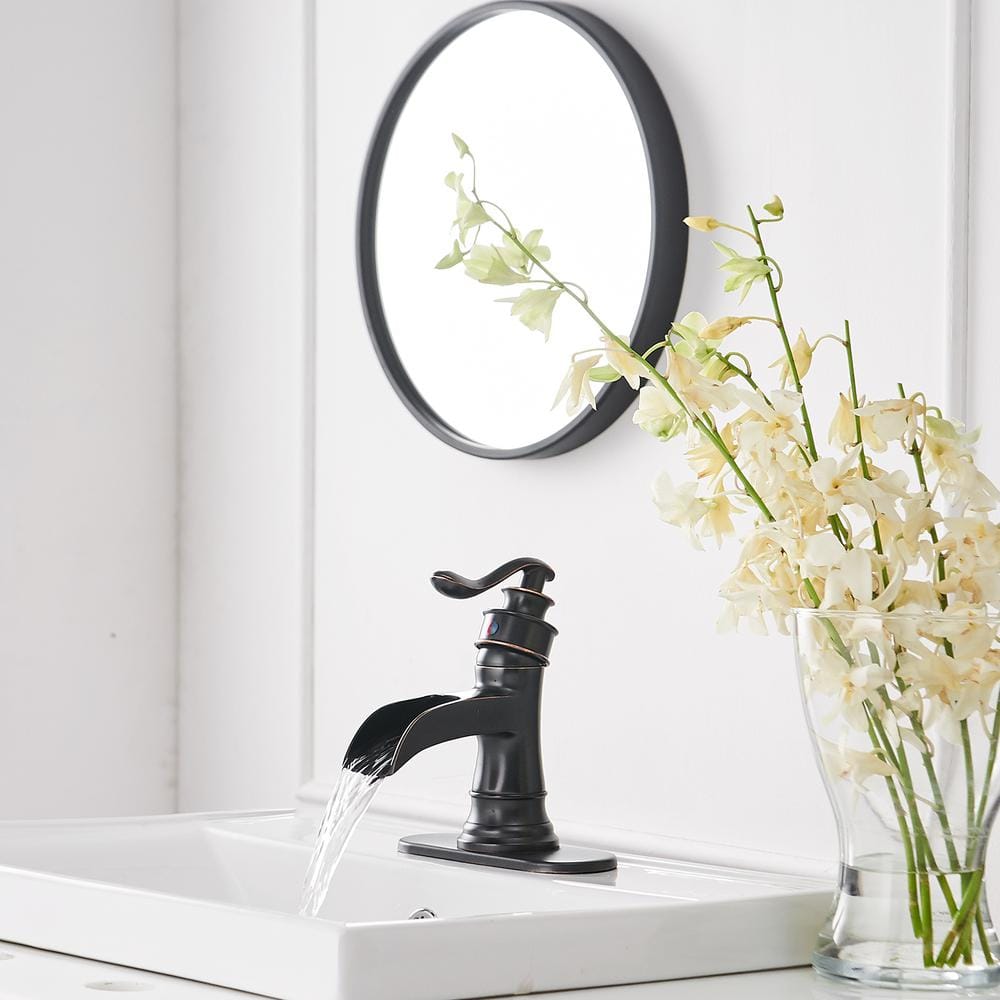 Oil Rubbed Bronze Single-Handle Waterfall Bathroom Faucet