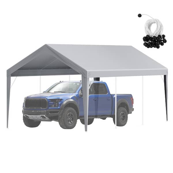 10 x 20 ft. Grey Carport Replacement Canopy Cover, UV Protected, Easy Install with Bungees (Frame Excluded) 2025 update