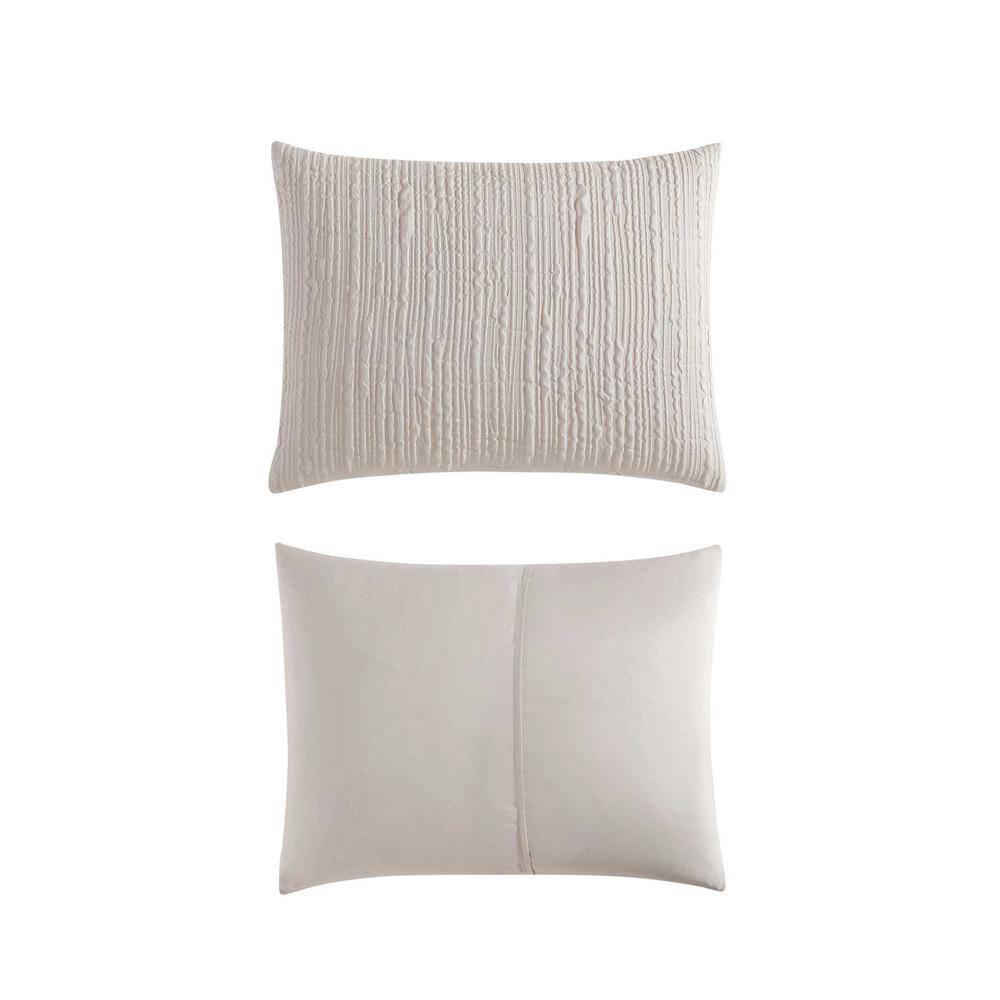 Serenity Waves Beige Twin Embossed Comforter Set