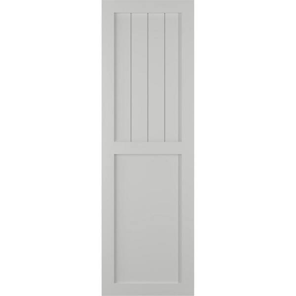 Ekena Millwork 12 in. x 76 in. True Fit PVC Farmhouse/Flat Panel Fixed Mount Board and Batten Shutters Pair in Hailstorm Gray