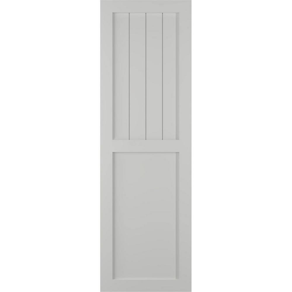 15 in. x 46 in. PVC True Fit Farmhouse/Flat Panel Combination Fixed Mount Board & Batten Shutters Pair in Hailstorm Gray price history on PriceWatchPro