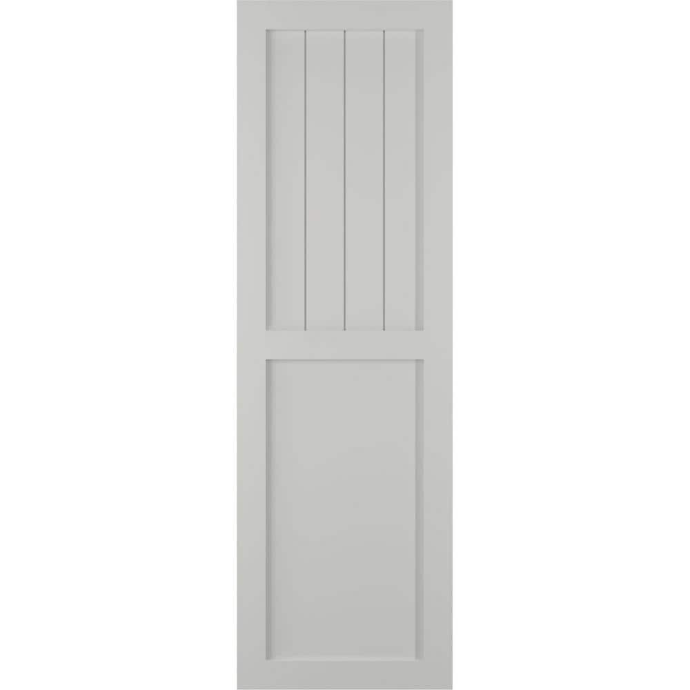 15 in. x 66 in. Farmhouse/Flat Panel Combination Fixed Mount Board and Batten Shutters Pair in Hailstorm Gray price history on PriceWatchPro