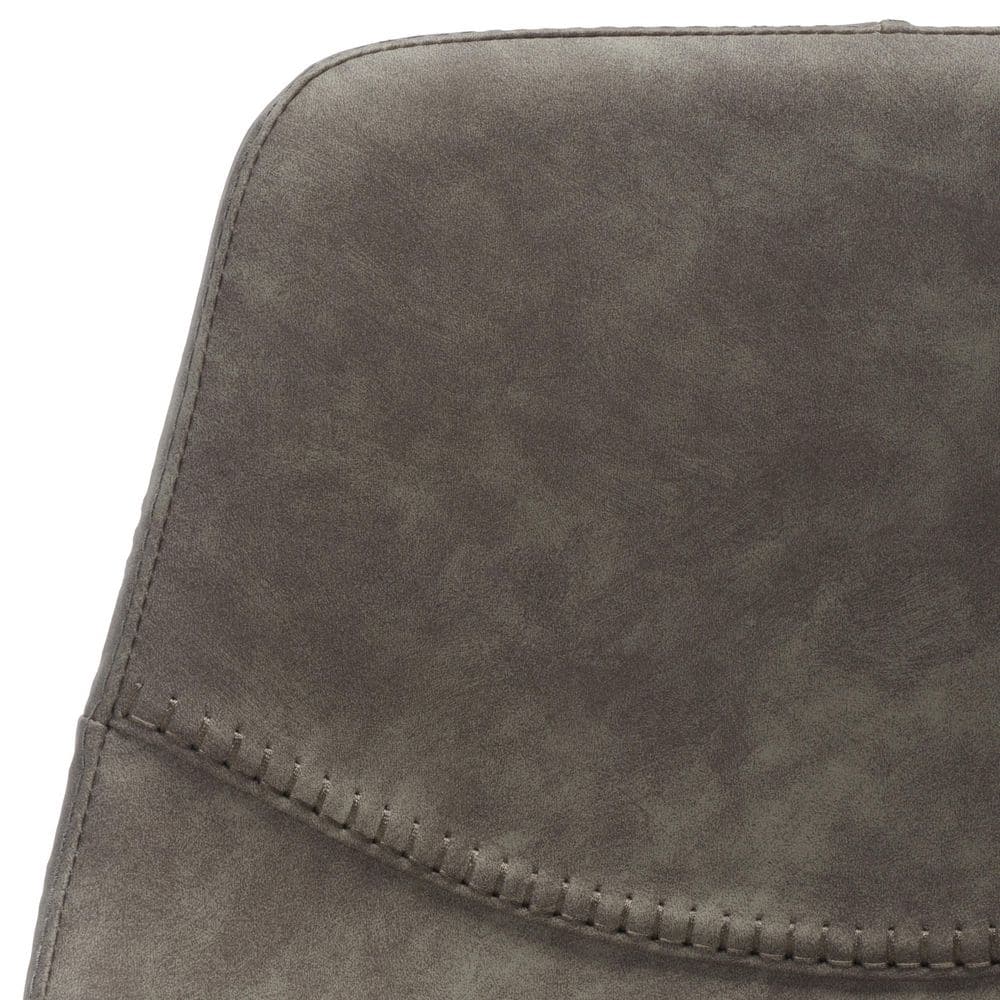 Ryanne Grey Vegan Leather and Black Metal Counter Stool