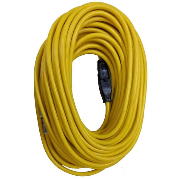US Wire 76100 12/3 100-Foot SJTW Yellow Heavy Duty Extension Cord with Lighted Pow-R-Block