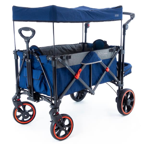 Unbranded 21 cu.ft. Metal Folding Garden Cart Platinum Series in Navy