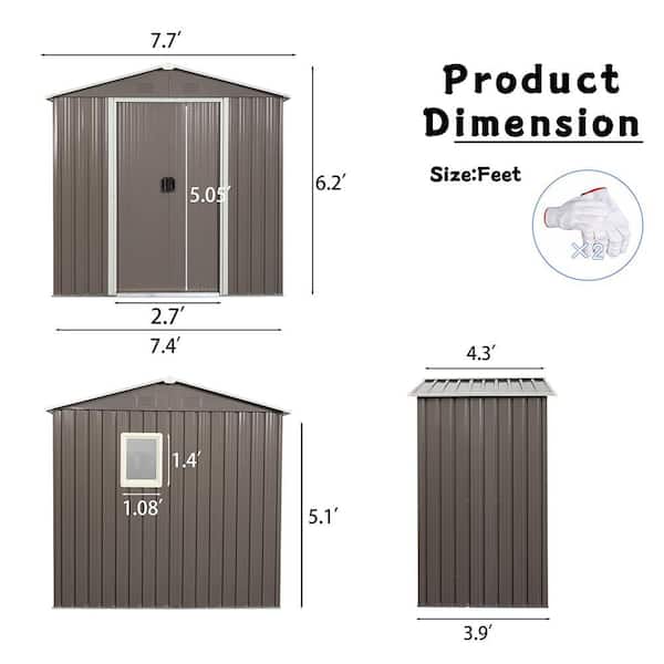 8 ft. W x 4 ft. D Iron Shed with Double Door (32 sq. ft. )