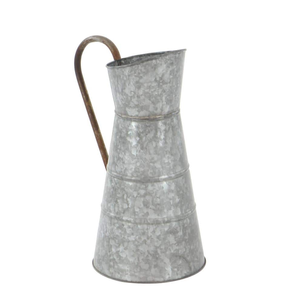 16" Gray Galvanized Metal Farmhouse Watering Jug Planter