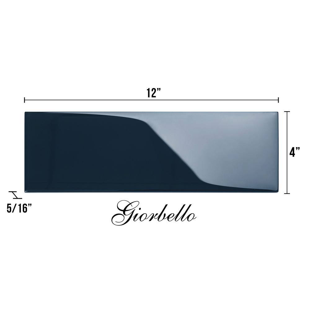 Midnight Blue 4" x 12" Glossy Glass Subway Wall Tile
