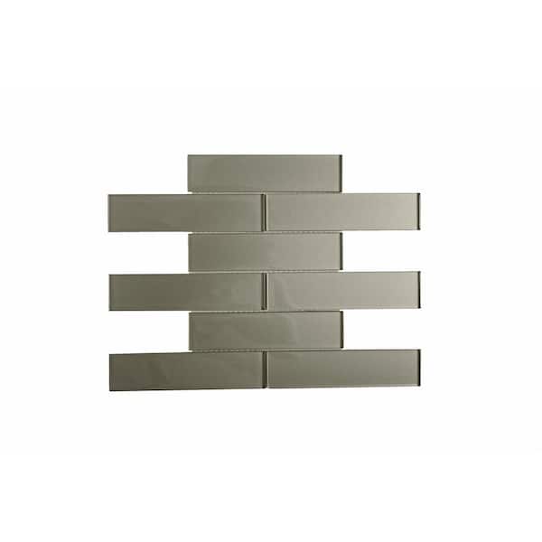 Apollo Tile Ash 2 in. x 8 in. Polished Glass Mosaic Tile Sample (0.11 sq. ft./Piece)
