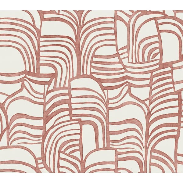 Featherwork Red Premium Peel and Stick Wallpaper