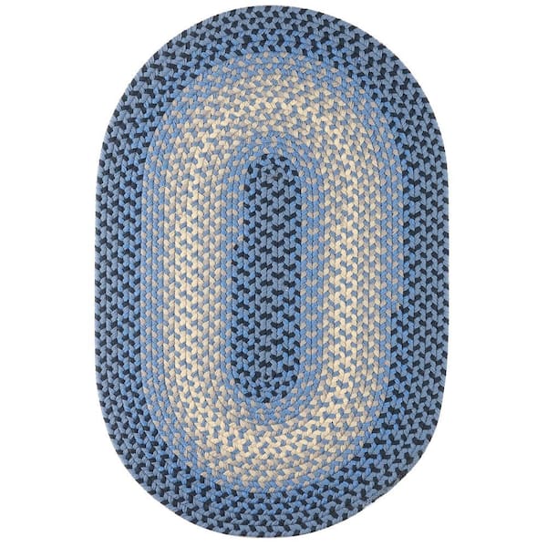 Pioneer Blue Multi 2 ft. x 4 ft. Oval Indoor/Outdoor Braided Area Rug