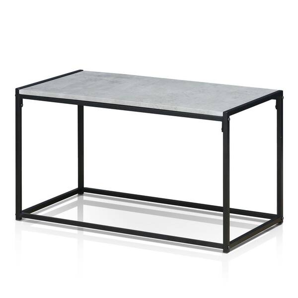 Furinno Ernst 30 in. Black/Silver Medium Rectangle Stone Coffee Table