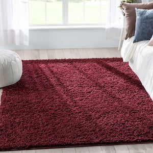 Elle Basics Emerson Solid Shag Red 5 ft. 3 in. x 7 ft. 3 in. Area Rug