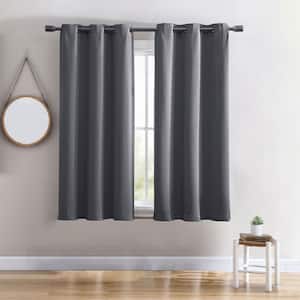 40 in W X 63 in L Grommet Top Single Panel Energy Saving Blackout Curtain in Charcoal