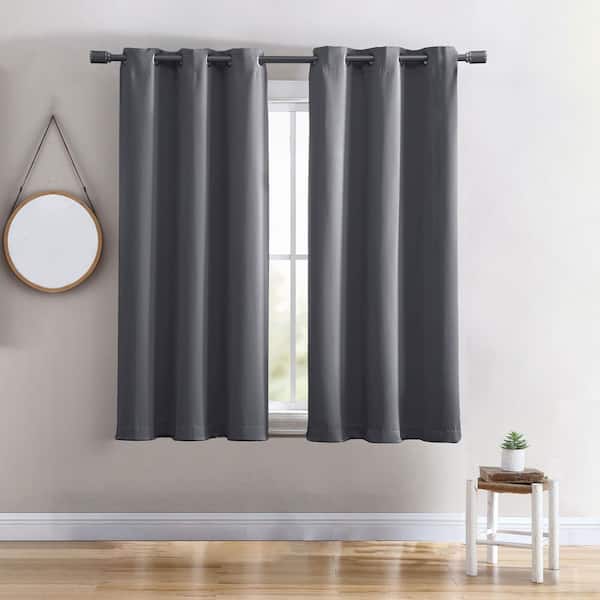 swift home 40 in W X 63 in L Grommet Top Single Panel Energy Saving Blackout Curtain in Charcoal