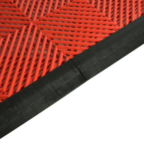 Greatmats Click Tile Black 2-3/8 in. x 12.14 in. x 5/8 in. Female Border Ramp with Loops (Case of 4)