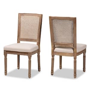Louane Beige and Natural Brown Dining Chair (Set of 2)