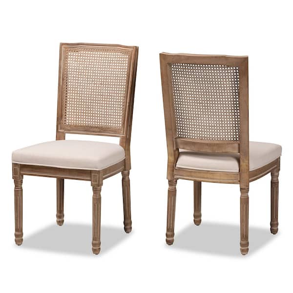 Baxton Studio Louane Beige and Natural Brown Dining Chair (Set of 2)