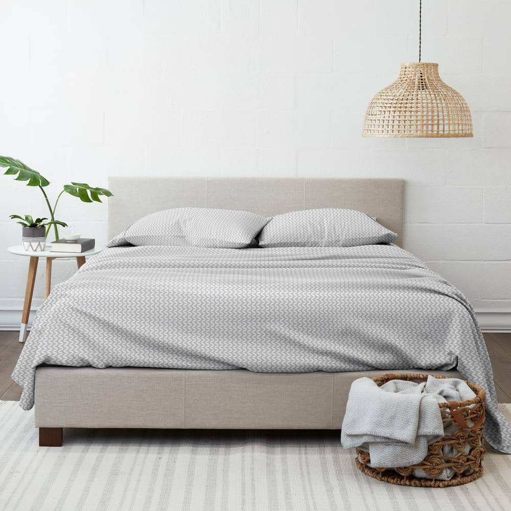 Light Gray Chevron Twin Microfiber Sheet Set