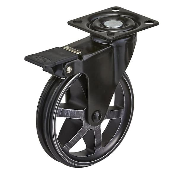 Richelieu Hardware 3-15/16 in. (100 mm) Rustic Iron Aluminum Vintage Non-Braking Swivel Plate Caster with 132 lbs. Load Rating