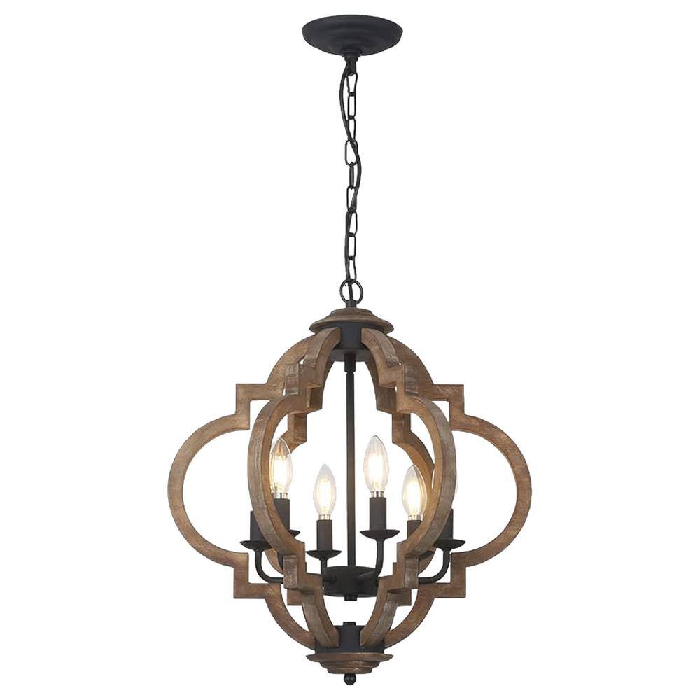 18.7 in. Vintage 6-Light Brown Cage Pendant Light with Adjustable Height price history on PriceWatchPro