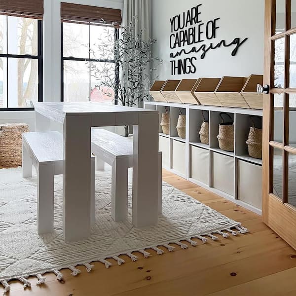 Shafali 6 ft. x 6 ft. Tiled Trellis Cream Indoor Square Rug