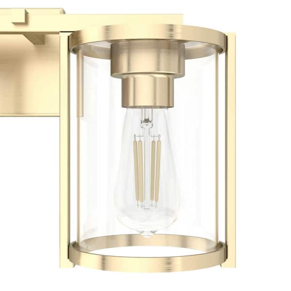 Hunter - Astwood 24.25 in. 3-Light Alturas Gold Vanity Light with Clear Glass Shades Bathroom Light