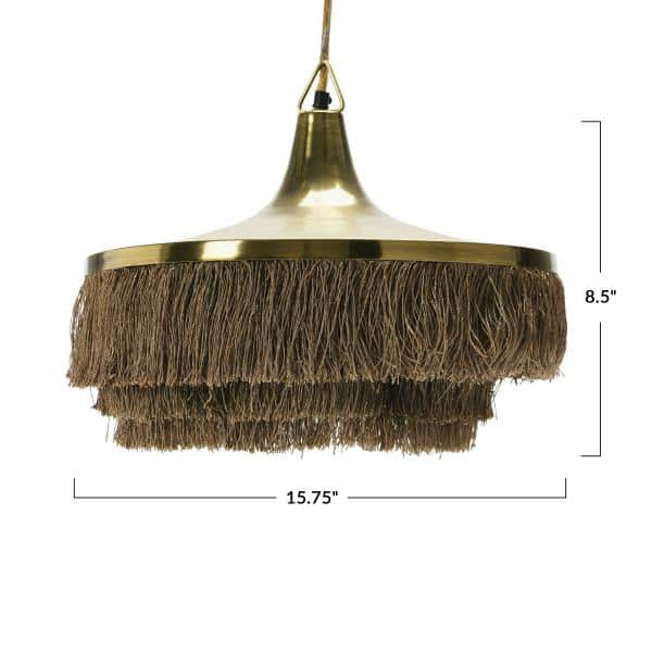Taupe and Gold 2-Tier Metal Chandelier with Fringe