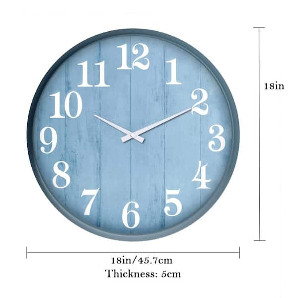 18 in. Outdoor Wall Clock Waterproof Blue 1-Piece TFL1474 - The