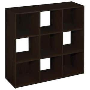9 Cube 35.86 in. Wood Stackable Open Bookcase Display Shelf Organizer, Espresso
