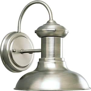 Brookside Collection 1-Light Antique Nickel Farmhouse Outdoor Small Wall Lantern Light