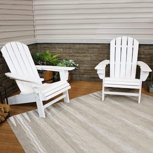 All-Weather White Plastic Adirondack Chair with Drink Holder (2-Pack)