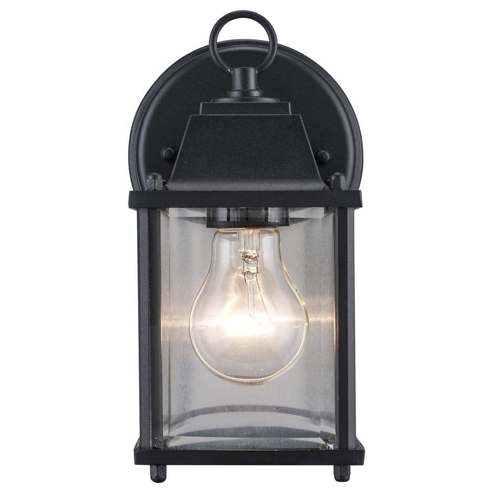 Patrician Black Clear Glass Outdoor Wall Lantern Sconce