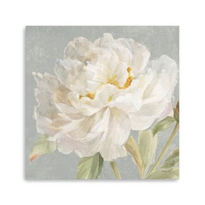 Victoria Angelic White Peony Flower by Unknown 1-Piece Giclee Unframed Nature Art Print 30 in. x 30 in.